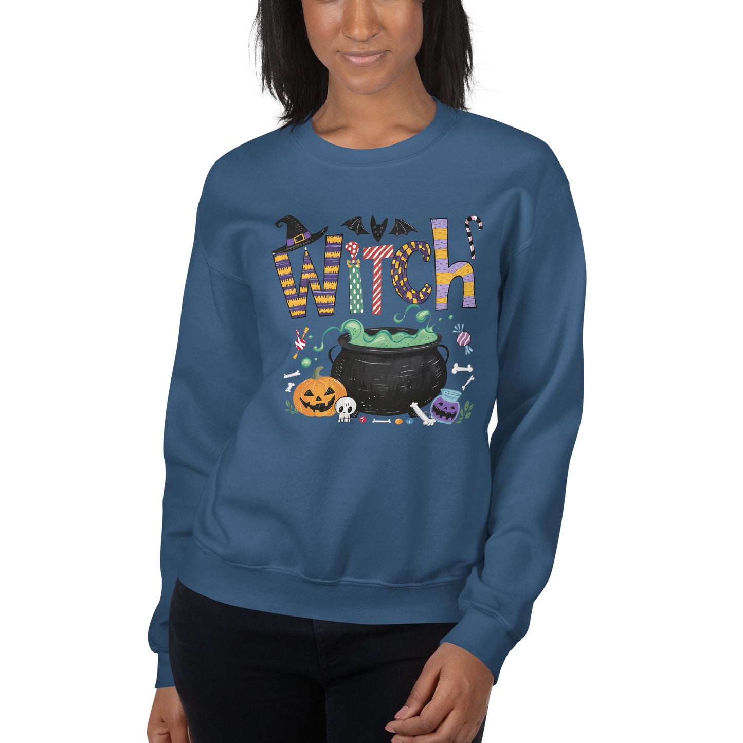 Witch (Halloween Witch) Sweatshirt Color: Indigo Blue