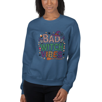 Bad Witch Vibes Sweatshirt (Halloween Witch) Color: Indigo Blue