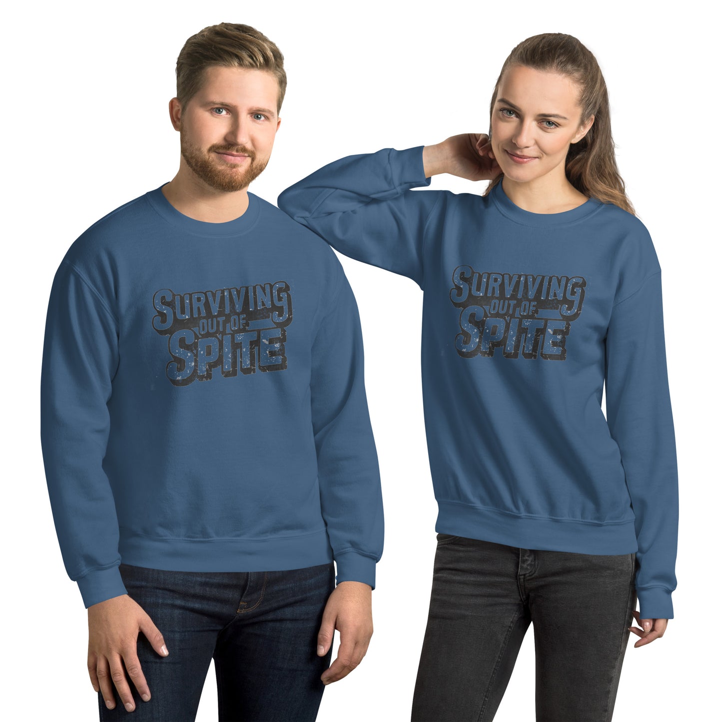 Surviving Out Of Spite Sweatshirt Color: Indigo Blue