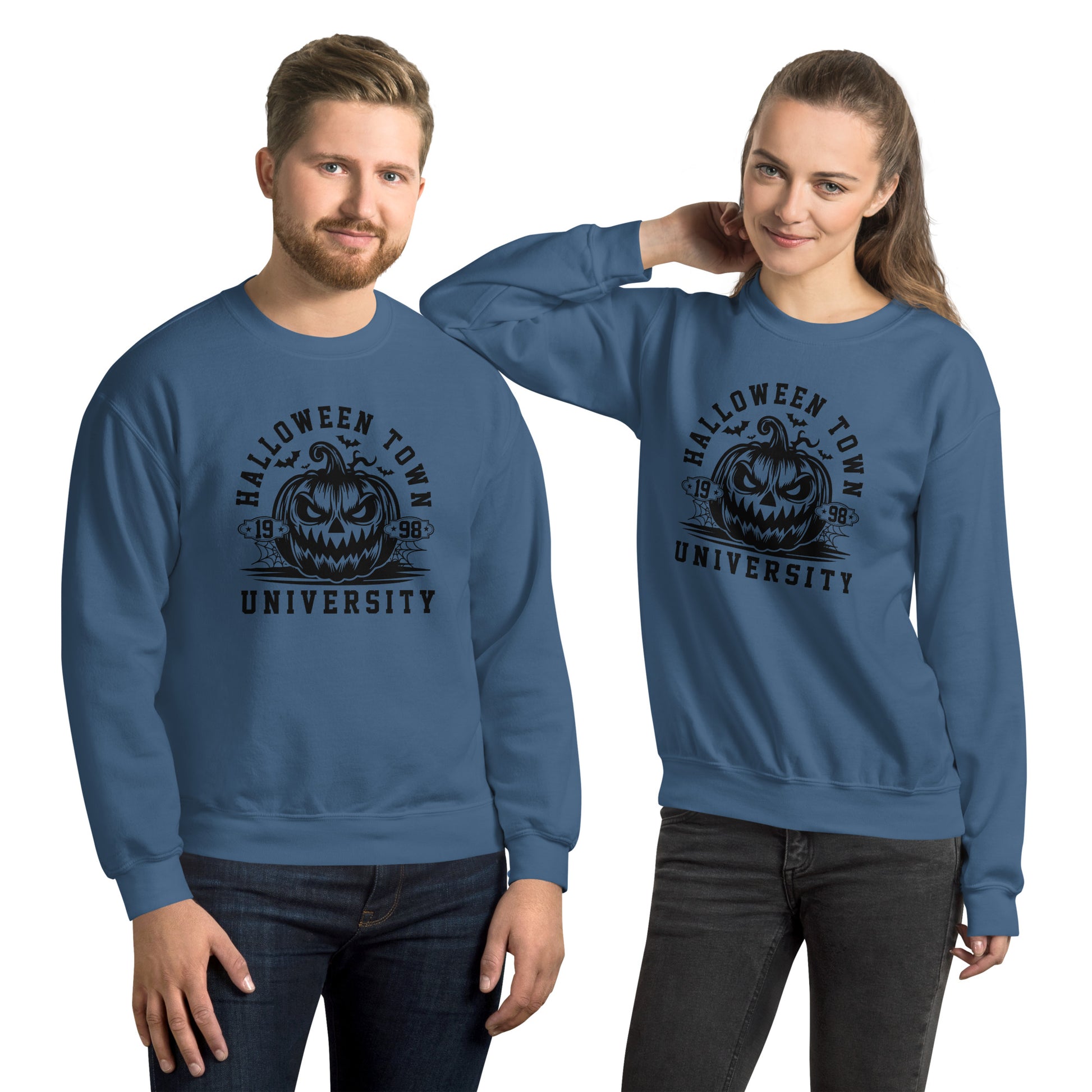 Halloween Town University (Halloween) Sweatshirt Color: Indigo Blue