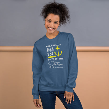 The Anchor Holds in Spite of the Storm (Hebrews 6:19) Sweatshirt Color: Black