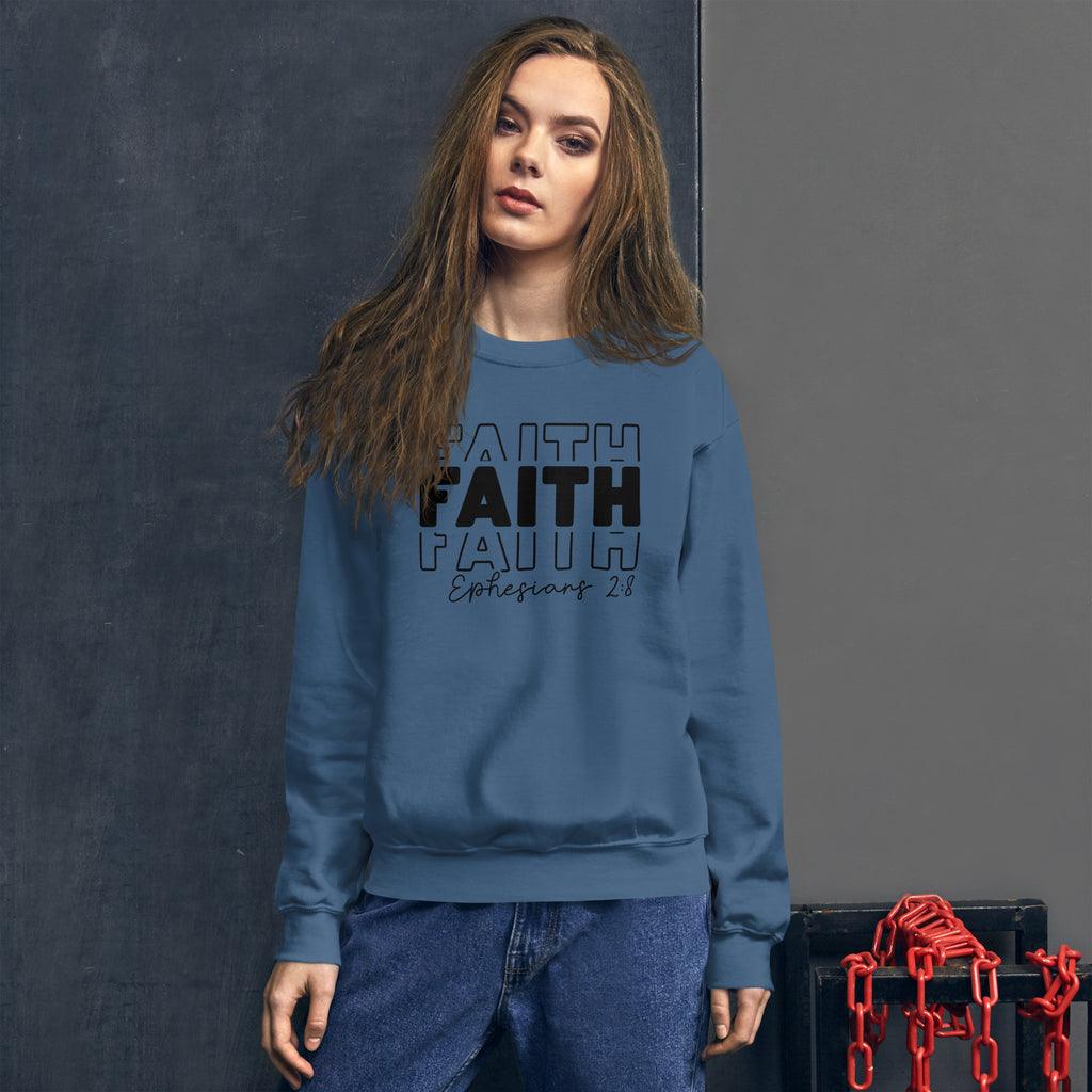 Faith Ephesians 2:8 Sweatshirt (saved through Faith) Color: Red