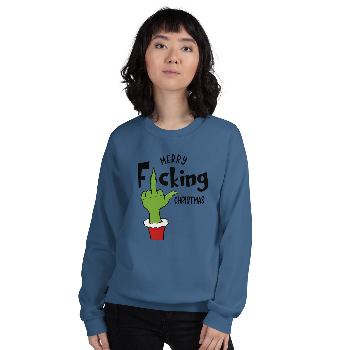 Merry F*cking Christmas grumpy Middle Finger Sweatshirt - Color: Royal