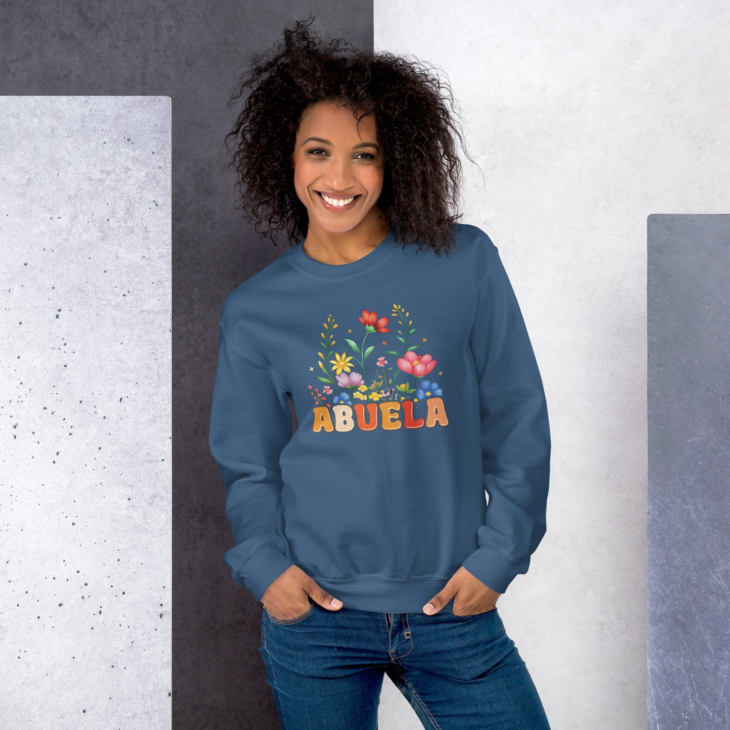 Abuela Sweatshirt (Wear the Abuela title with pride and love) - Color: Indigo Blue