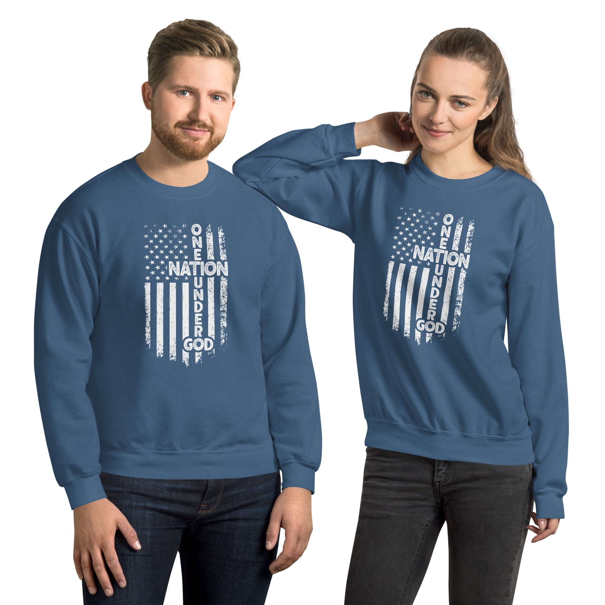 One Nation Under God Sweatshirt - Color: Indigo Blue