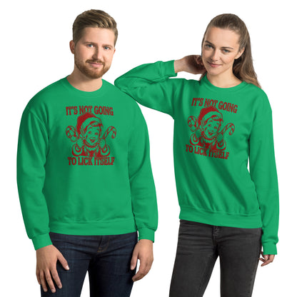 It's Not Going To Lick Itself (Naughty Christmas Elf) Sweatshirt - Color: Irish Green