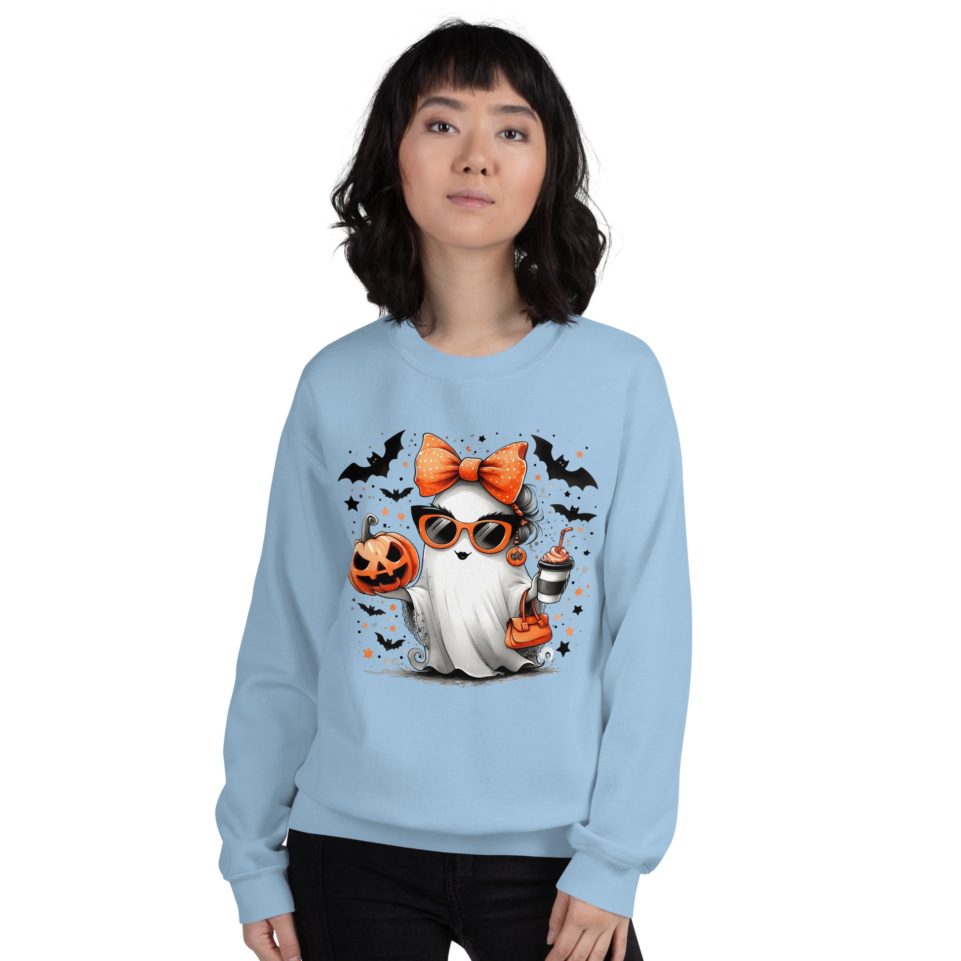 Cute Halloween Mom Ghost Sweatshirt Color: Red