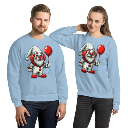 Scary Gnome with Red Balloon Sweatshirt Color: Light Blue