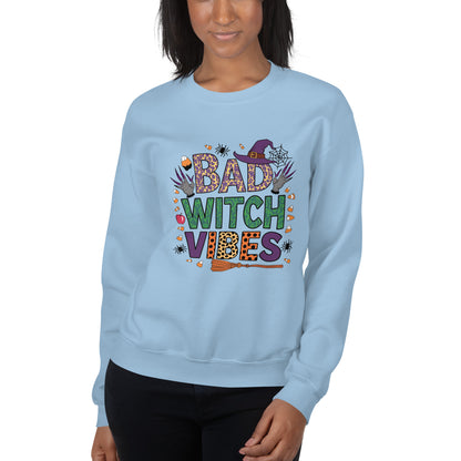 Bad Witch Vibes Sweatshirt (Halloween Witch) Color: Light Blue