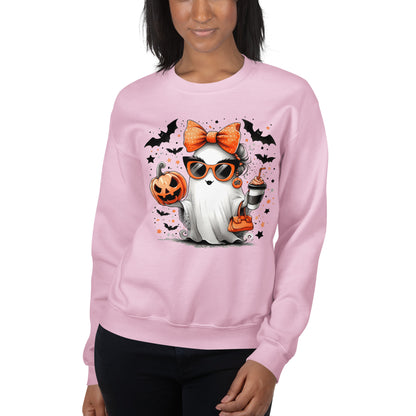 Cute Halloween Mom Ghost Sweatshirt Color: Light Pink