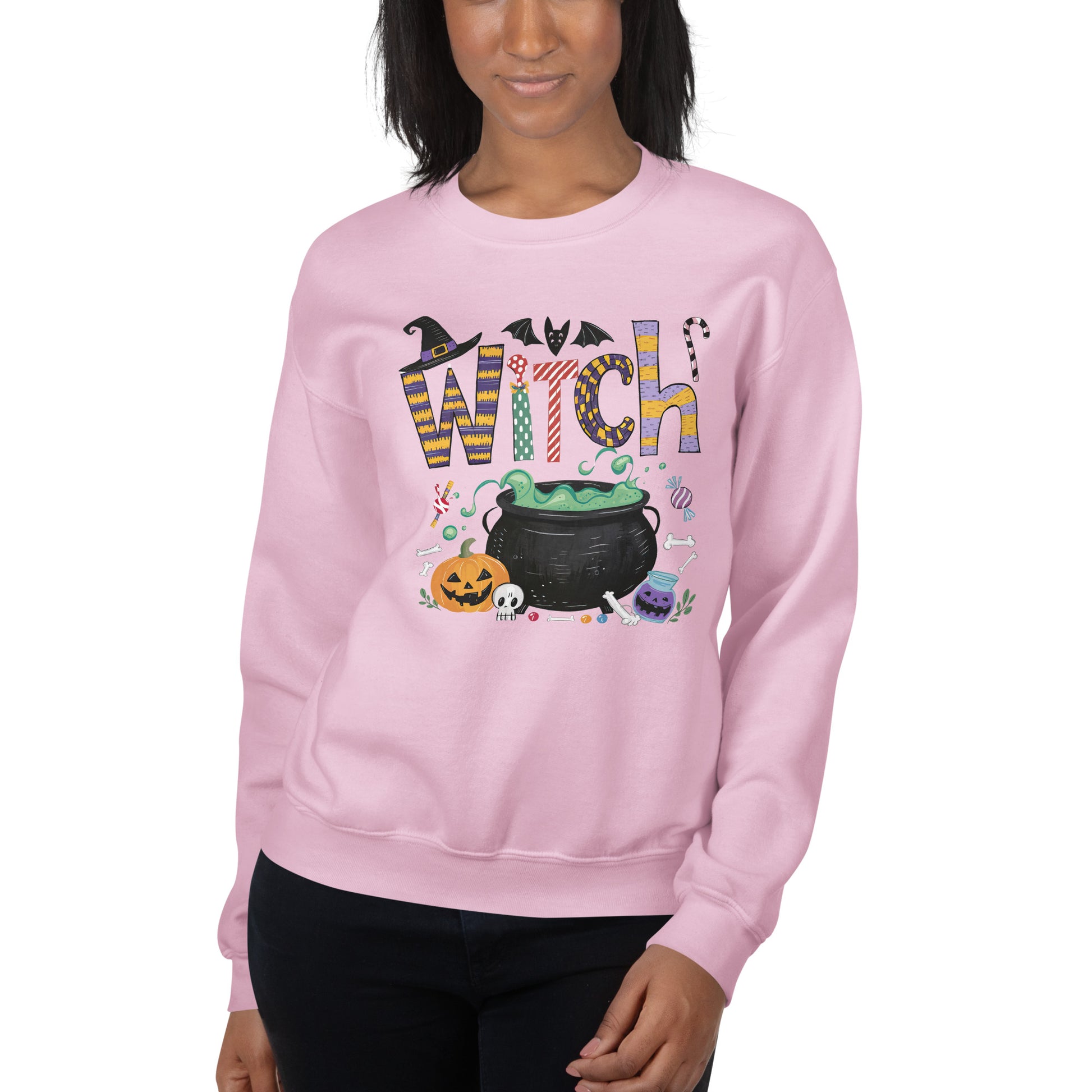 Witch (Halloween Witch) Sweatshirt Color: Light Pink