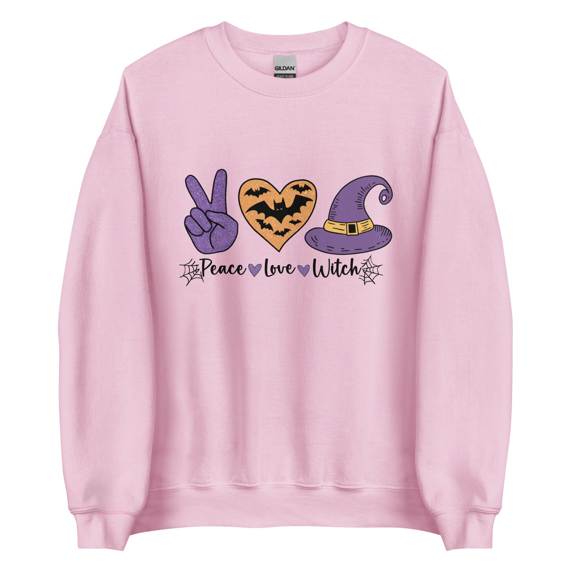 Peace Love Witch Sweatshirt (Halloween Witch) Color: Light Pink