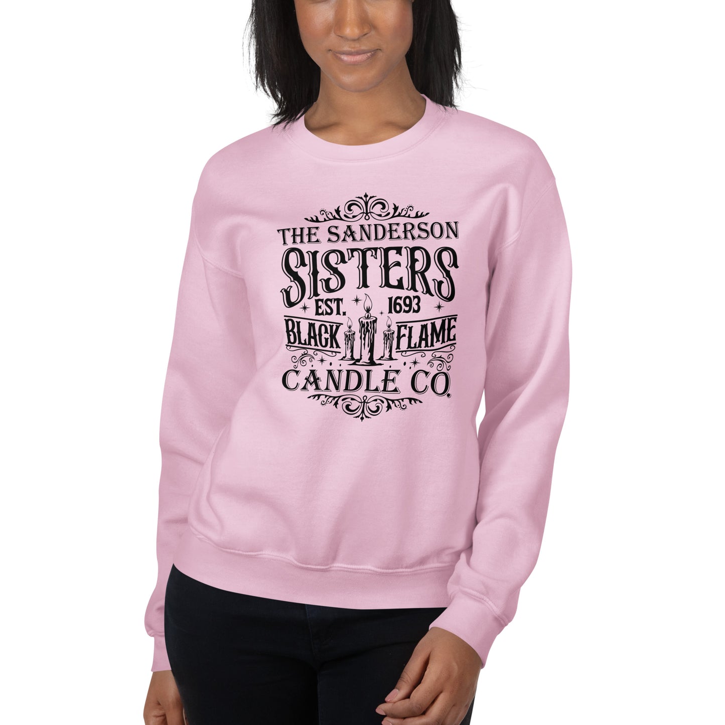 The Sanderson Sisters Black Flame Candle Co (Halloween) Sweatshirt Color: Red