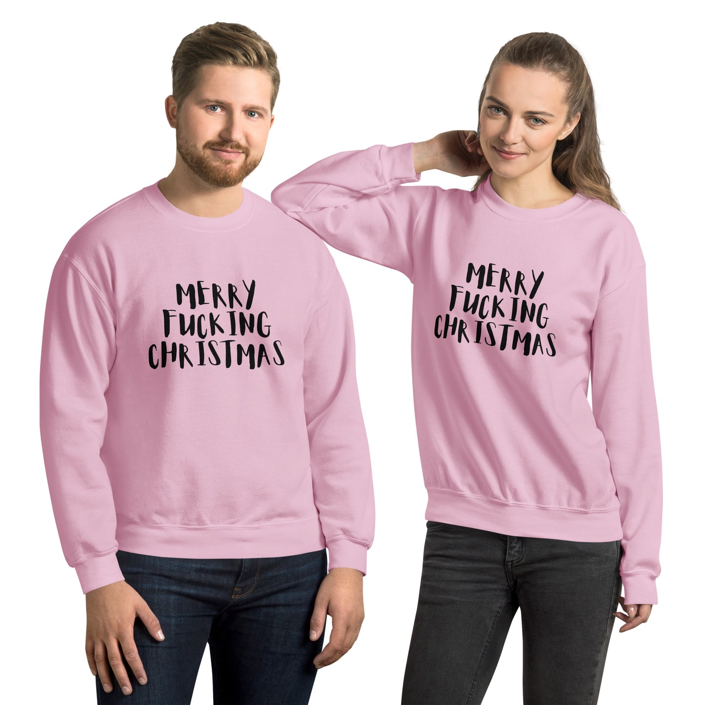 Merry Fucking Christmas Sweatshirt - Color: Light Pink