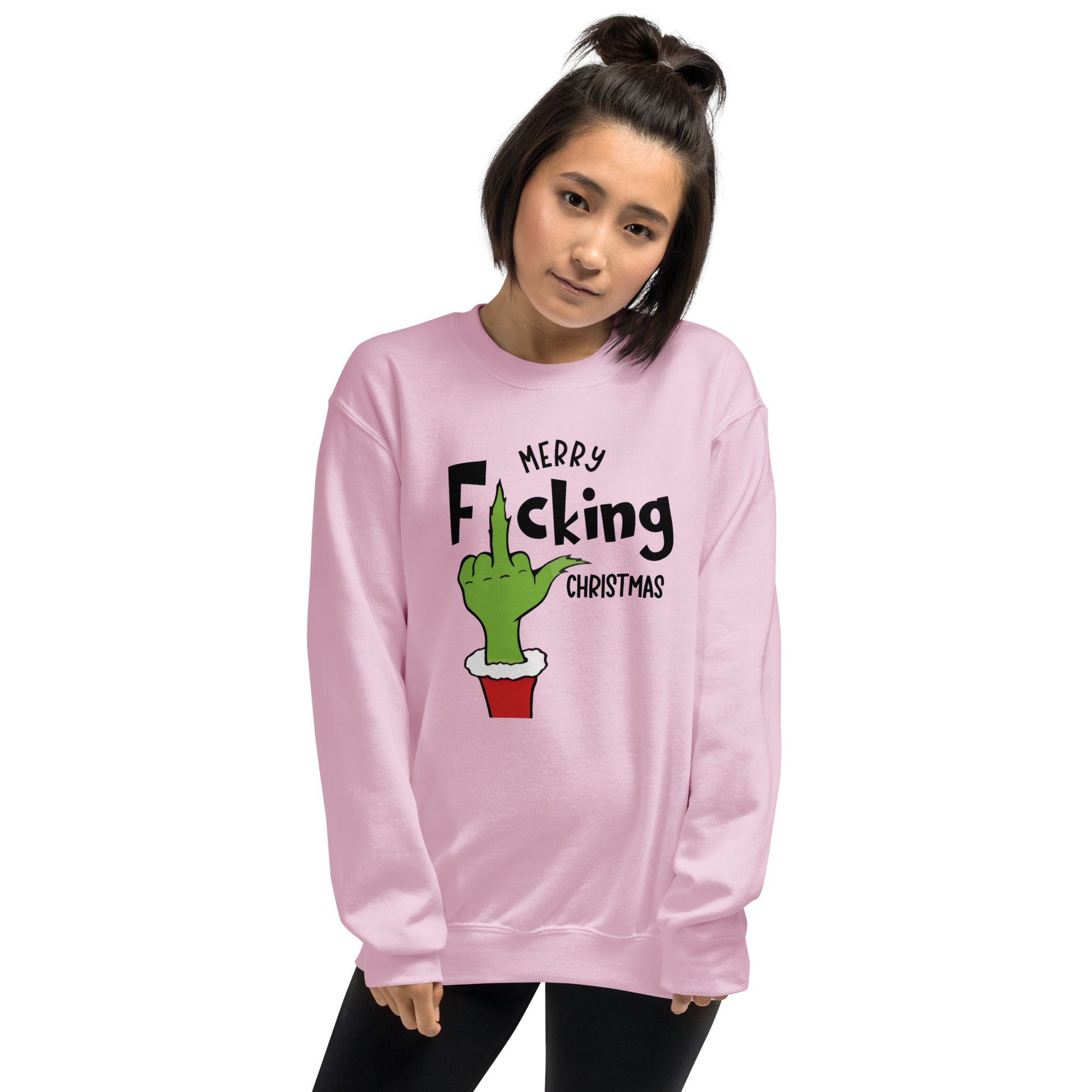 Merry F*cking Christmas grumpy Middle Finger Sweatshirt - Color: Royal - Sweatshirt Gildan 18000