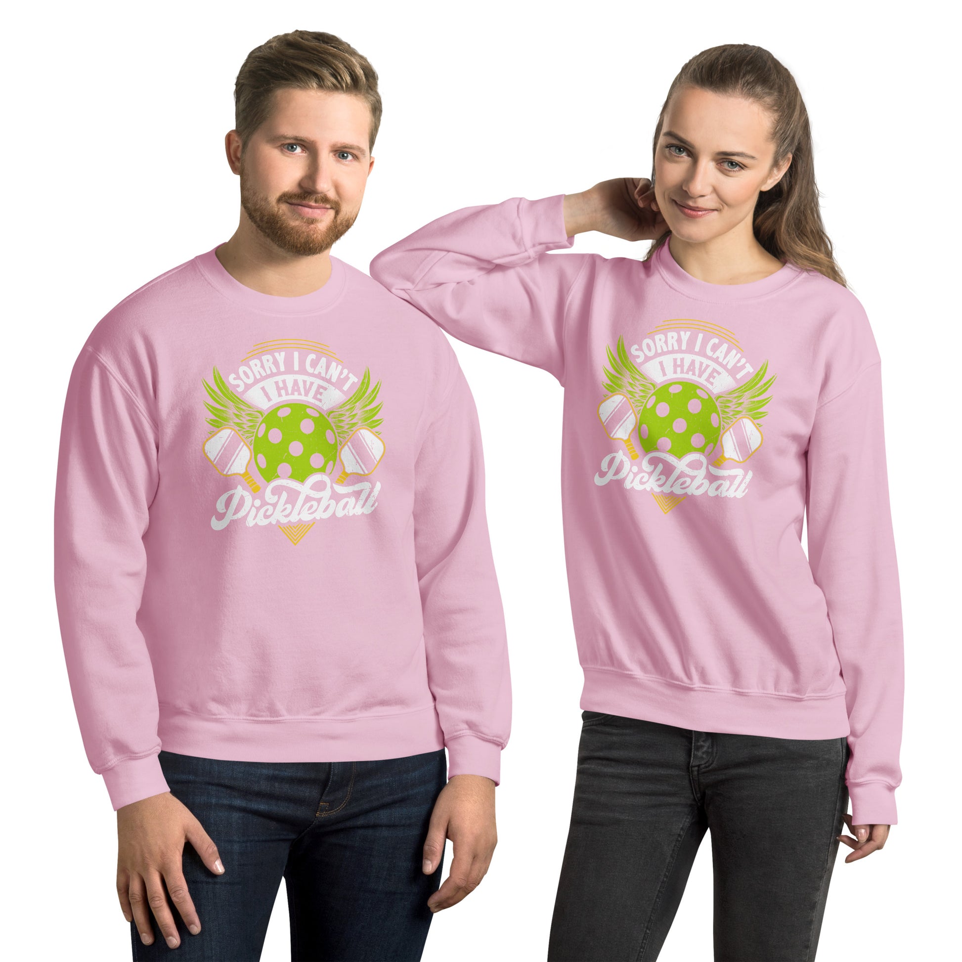 Sorry I Can't I Have Pickleball Sweatshirt - Color: Light Pink