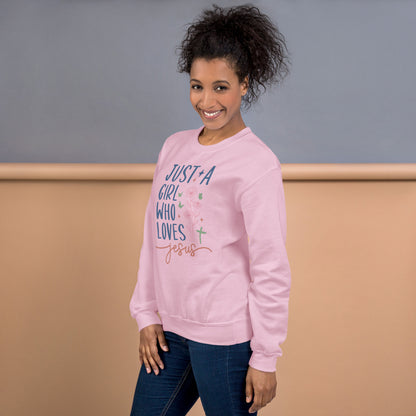 Just A Girl Who Loves Jesus Sweatshirt - Color: Black