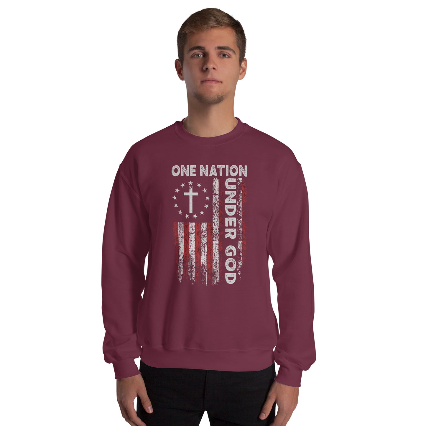 One Nation Under God Sweatshirt (God and Country) - Color: Black