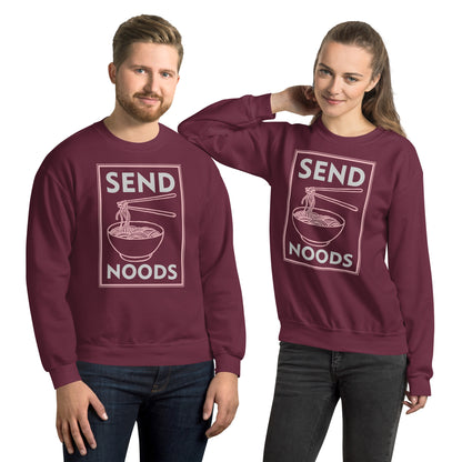 Send Noods Sweatshirt (Funny Noodle Humor) - Color: Maroon