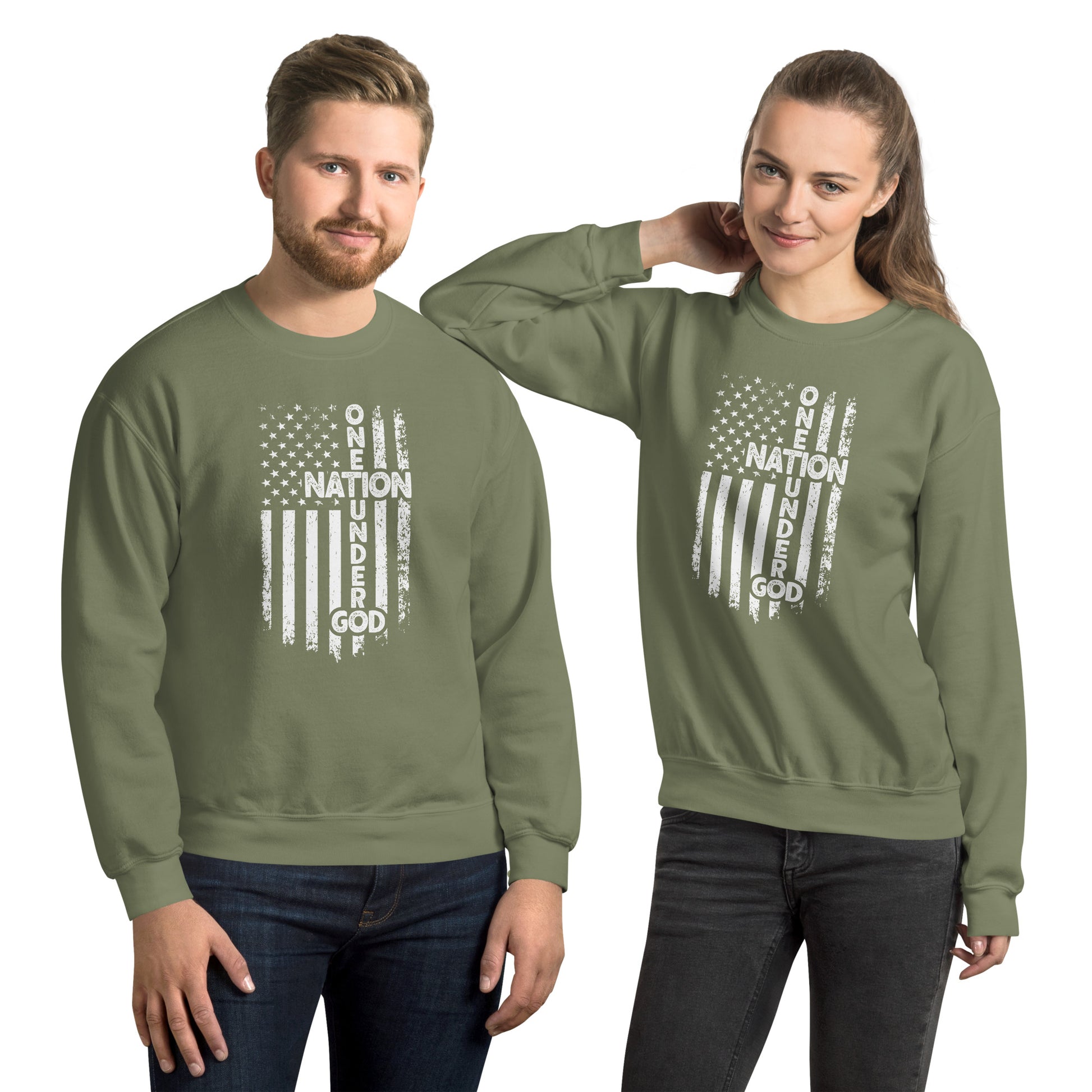 One Nation Under God Sweatshirt - Color: Military Green