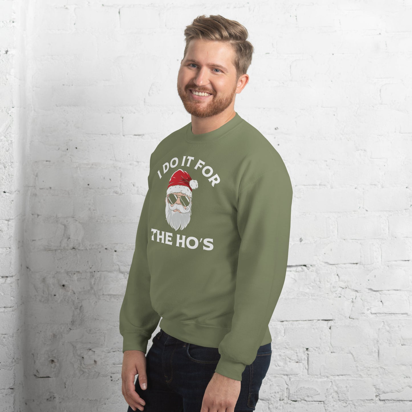 Christmas Santa Says I Do It for the Ho's Sweatshirt - Color: Black