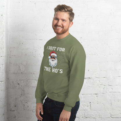 I Do It for the Ho's - Christmas Santa Sweatshirt - Color: Black