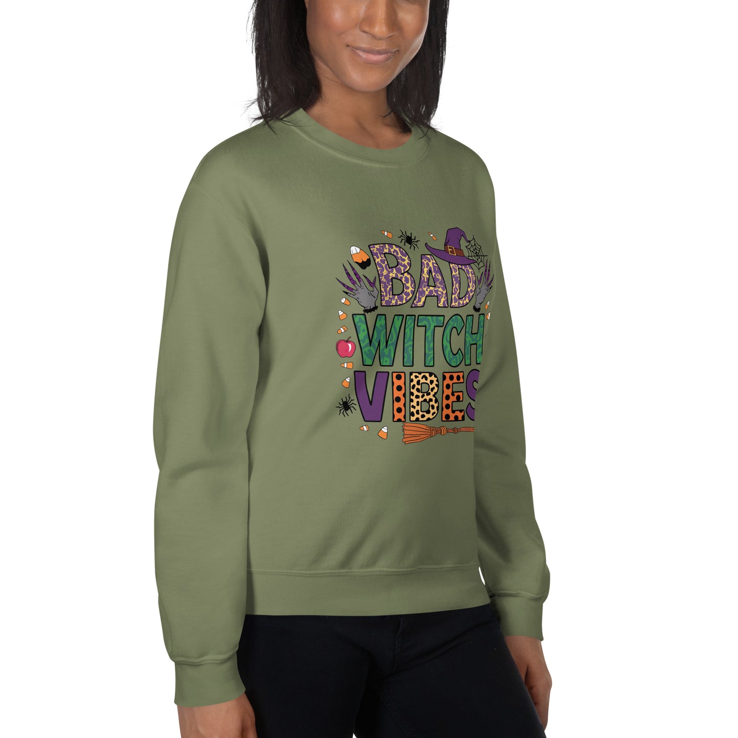 Bad Witch Vibes Sweatshirt (Halloween Witch) Color: Black