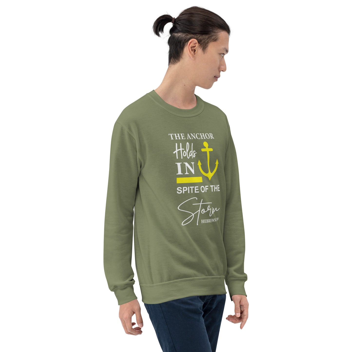 The Anchor Holds in Spite of the Storm (Hebrews 6:19) Sweatshirt Color: Black