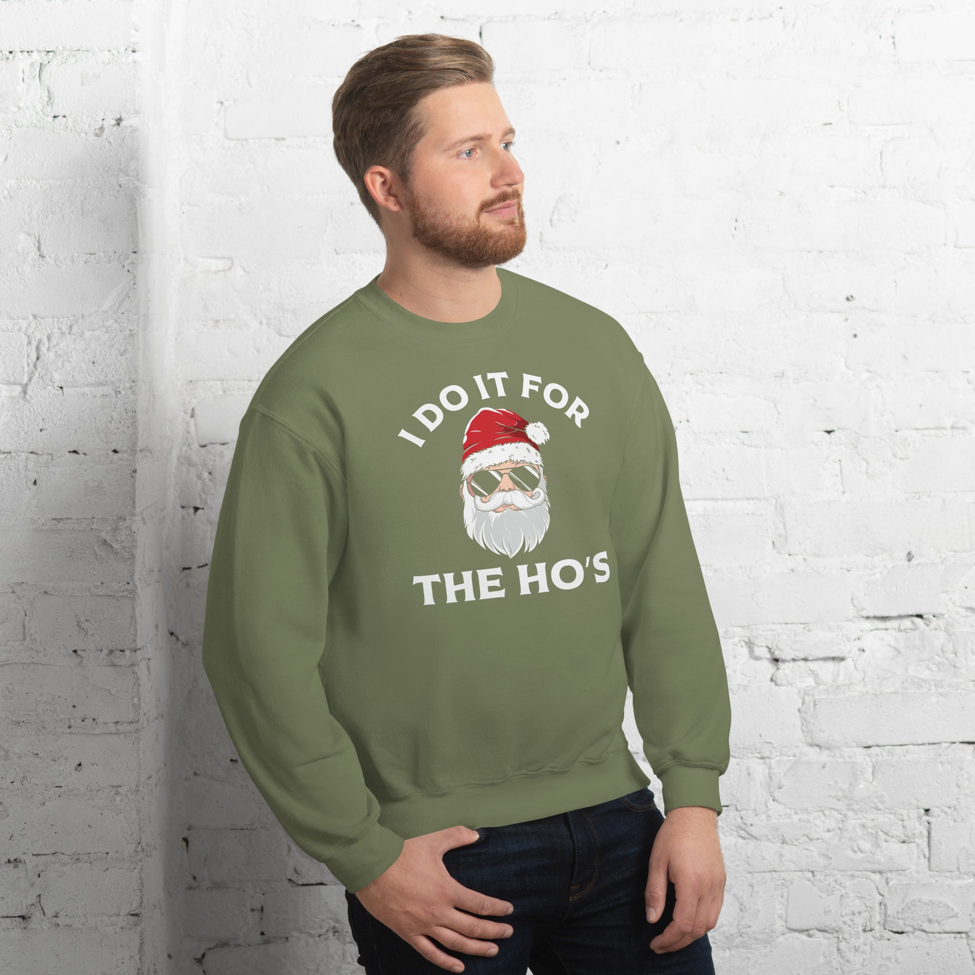 Christmas Santa Says I Do It for the Ho's Sweatshirt - Color: Black