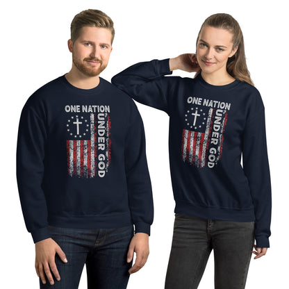 One Nation Under God Sweatshirt (God and Country) - Color: Navy