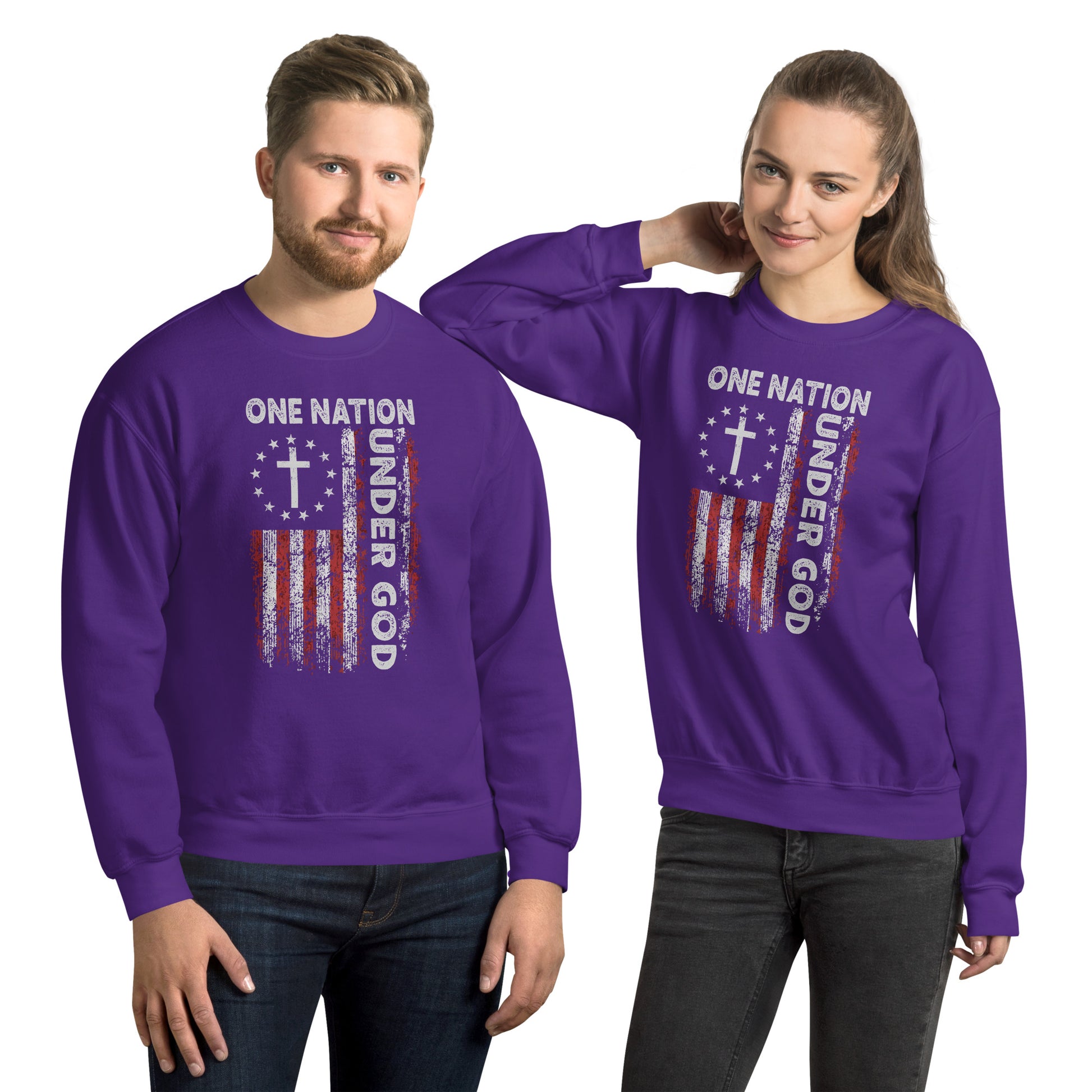 One Nation Under God Sweatshirt (God and Country) - Color: Purple