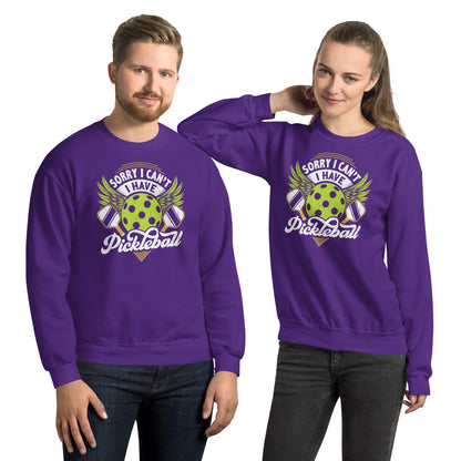 Sorry I Can't I Have Pickleball Sweatshirt - Color: Purple