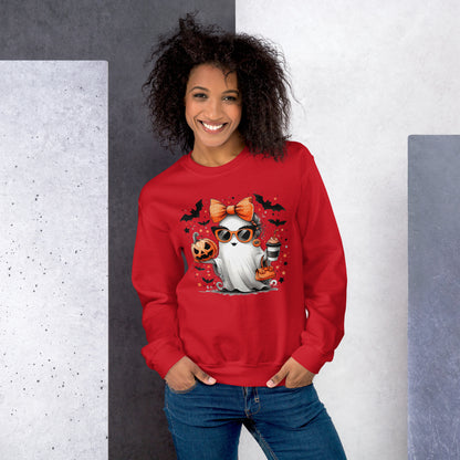 Cute Halloween Mom Ghost Sweatshirt Color: Red