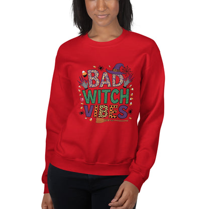 Bad Witch Vibes Sweatshirt (Halloween Witch) Color: Red