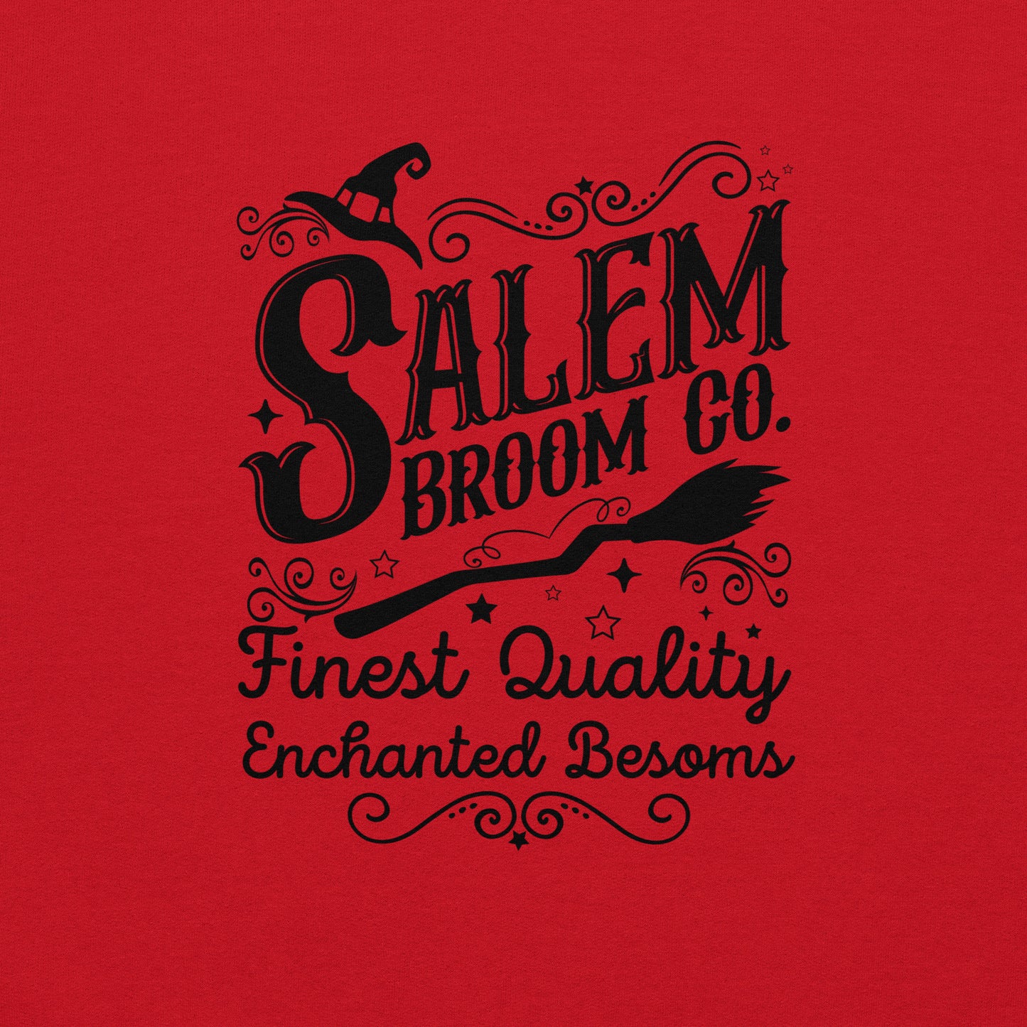 Salem Broom Co Finest Quality Enchanted Besoms (Halloween) Sweatshirt Color: Red