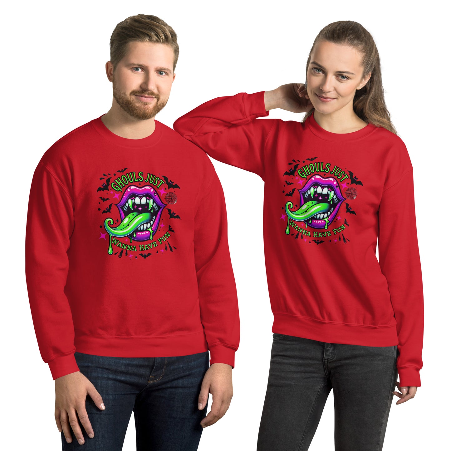 Ghouls Just Want to Have Fun Sweatshirt Color: Red