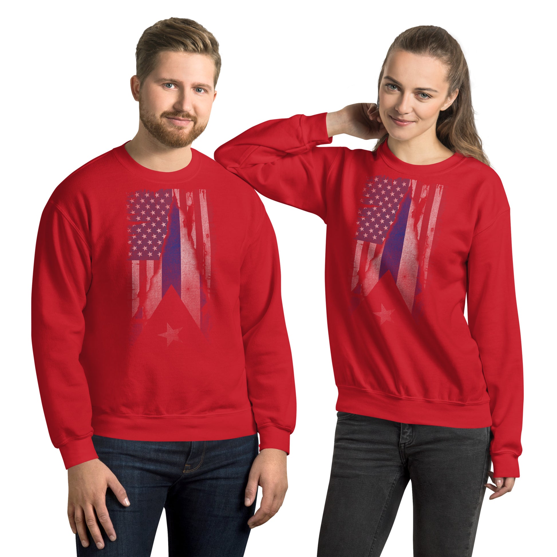 Cuban American Flag Sweatshirt – Vintage Heritage Style Color: Red
