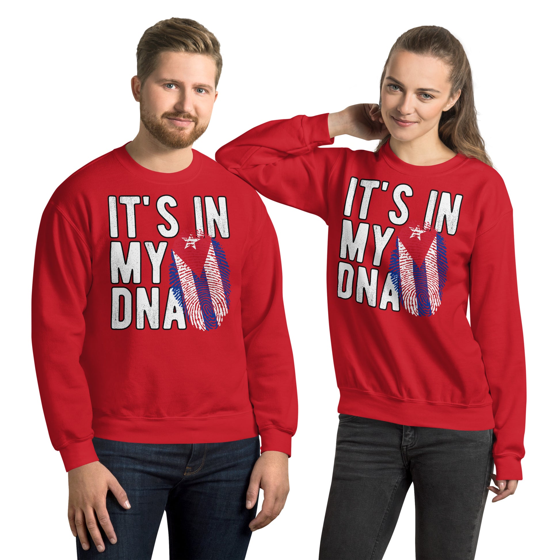 Cuban DNA Sweatshirt – Fingerprint Flag Design Color: Red