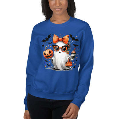 Cute Halloween Mom Ghost Sweatshirt Color: Royal