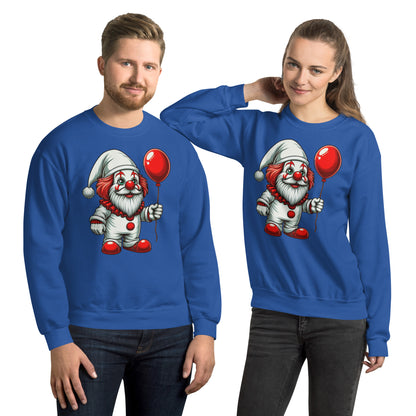 Scary Gnome with Red Balloon Sweatshirt Color: Royal