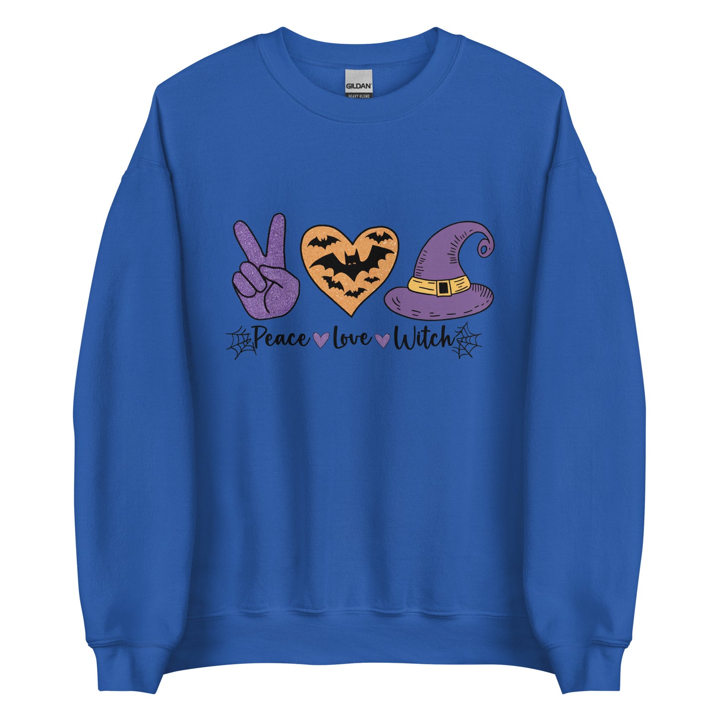 Peace Love Witch Sweatshirt (Halloween Witch) Color: Royal