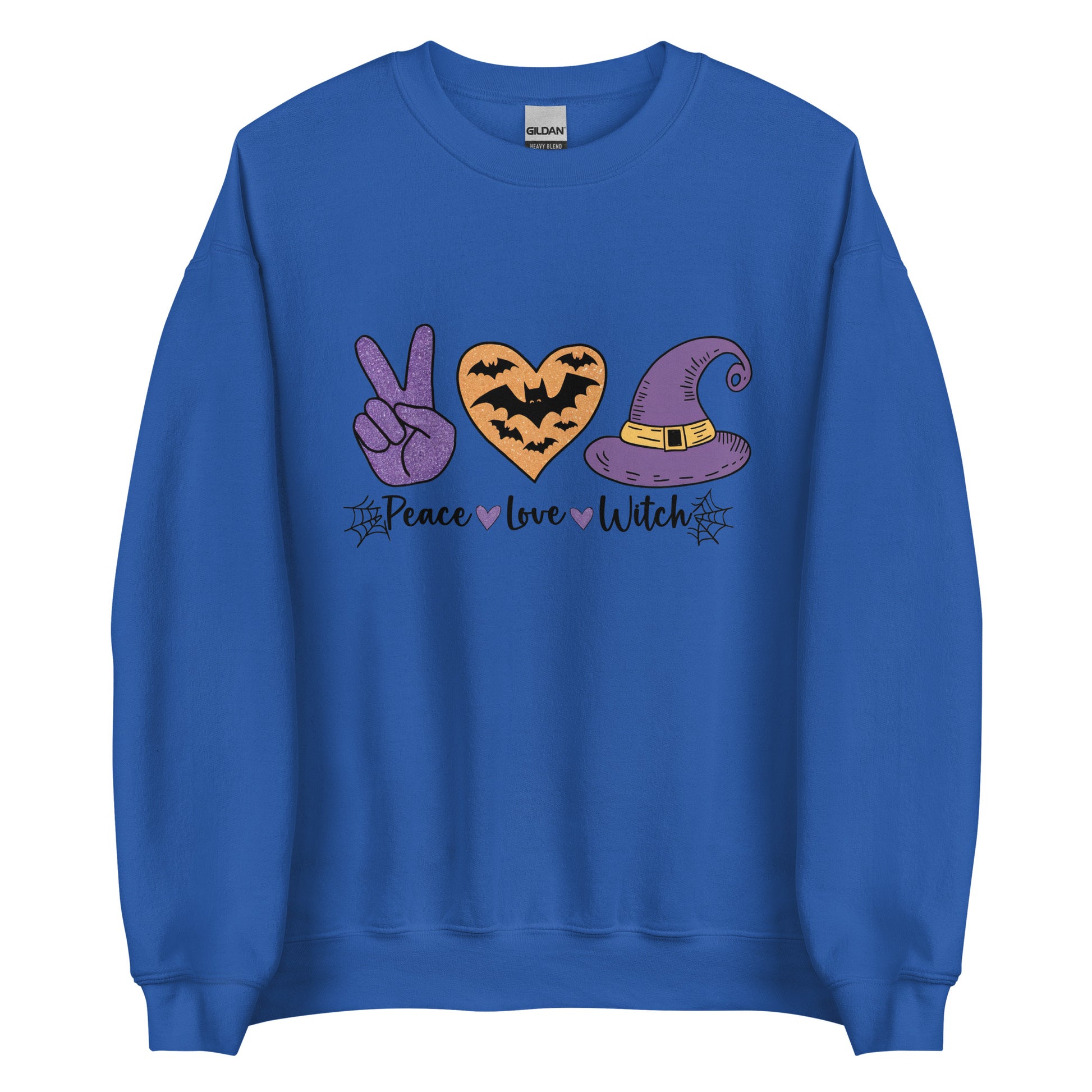 Peace Love Witch Sweatshirt (Halloween Witch) Color: Royal