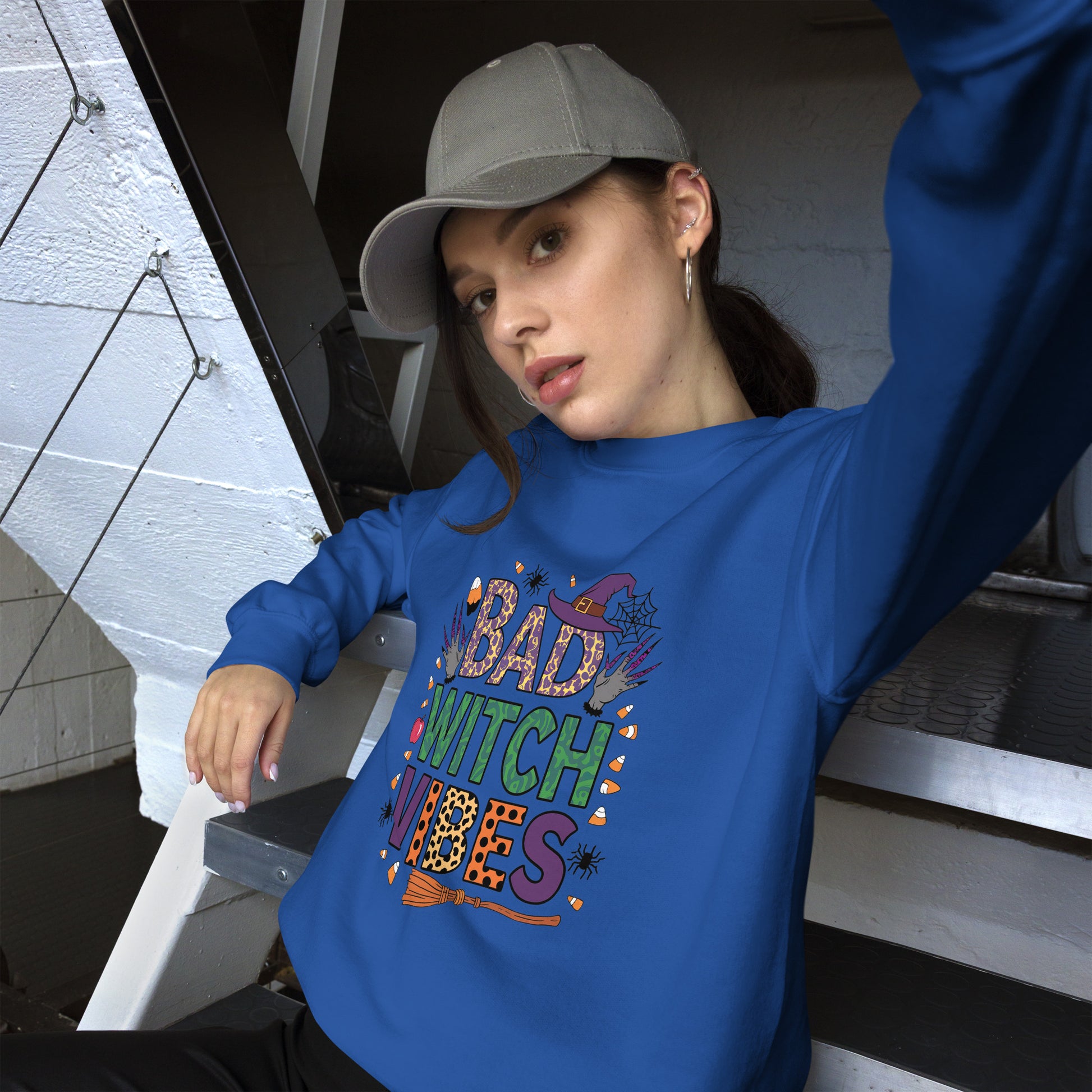 Bad Witch Vibes Sweatshirt (Halloween Witch) Color: Black