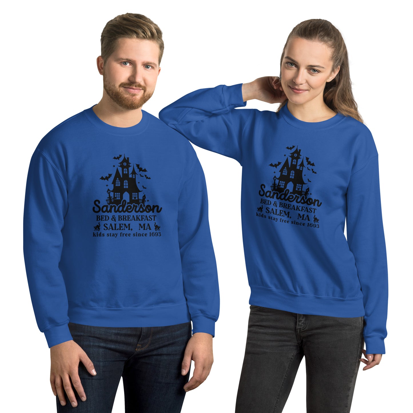 Sanderson Bed & Breakfast Salem MA (Halloween) Sweatshirt Color: Royal