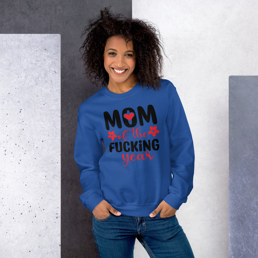 Mom of the Fucking Year Sweatshirt Color: Royal