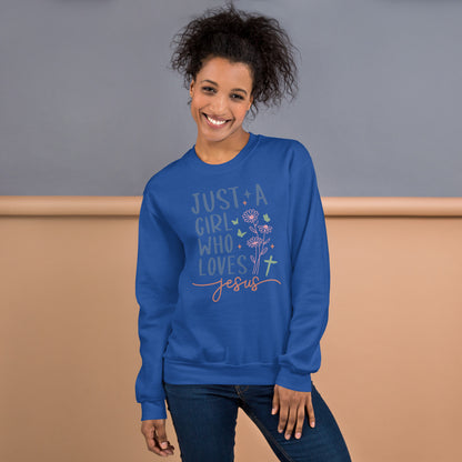 Just A Girl Who Loves Jesus Sweatshirt - Color: Royal