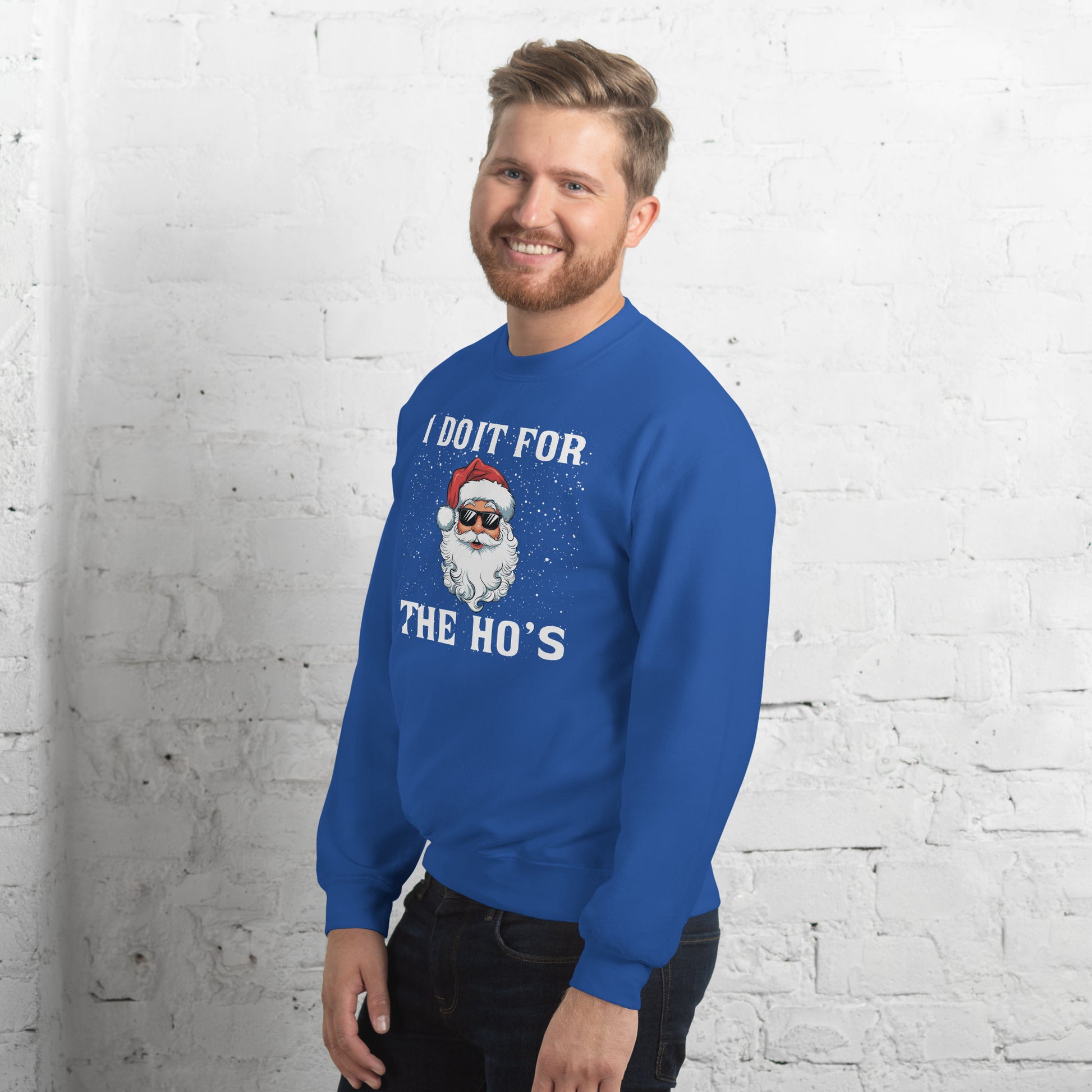 I Do It for the Ho's - Christmas Santa Sweatshirt - Color: Black