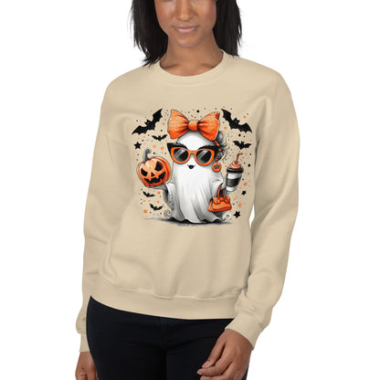 Cute Halloween Mom Ghost Sweatshirt Color: Sand