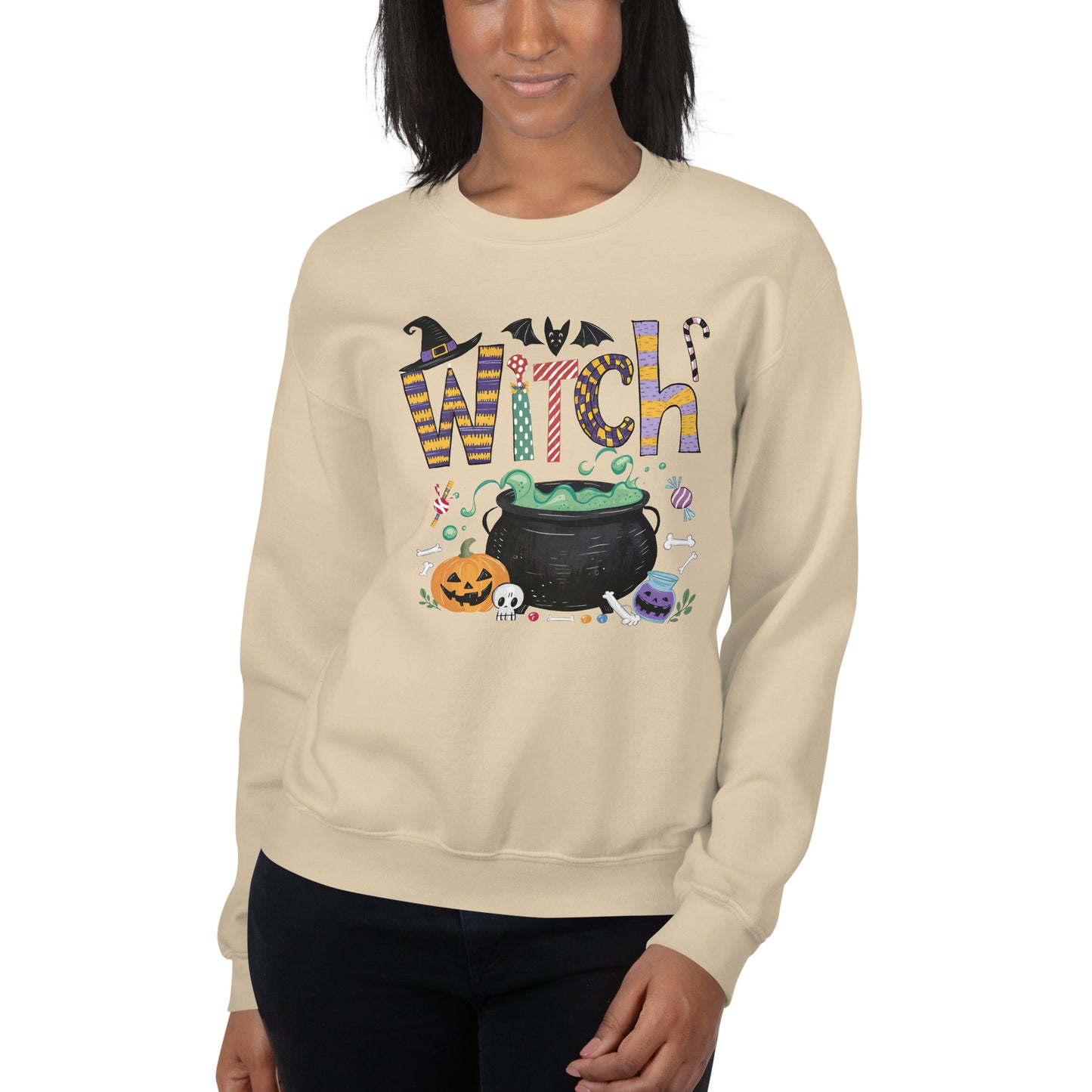 Witch (Halloween Witch) Sweatshirt Color: Sand