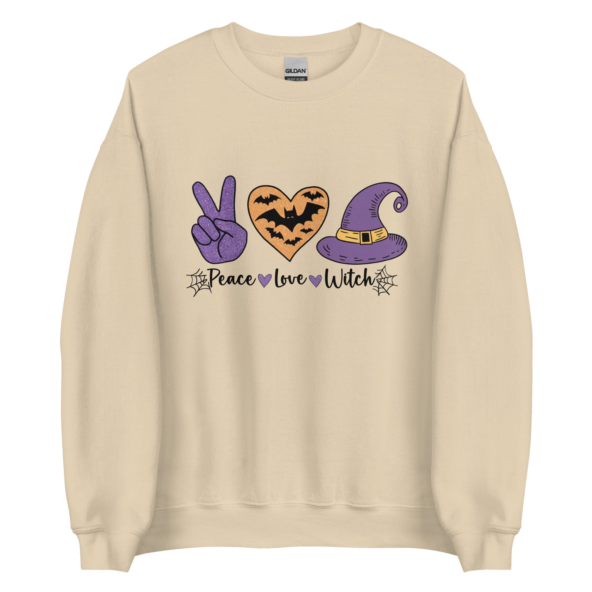 Peace Love Witch Sweatshirt (Halloween Witch) Color: Sand